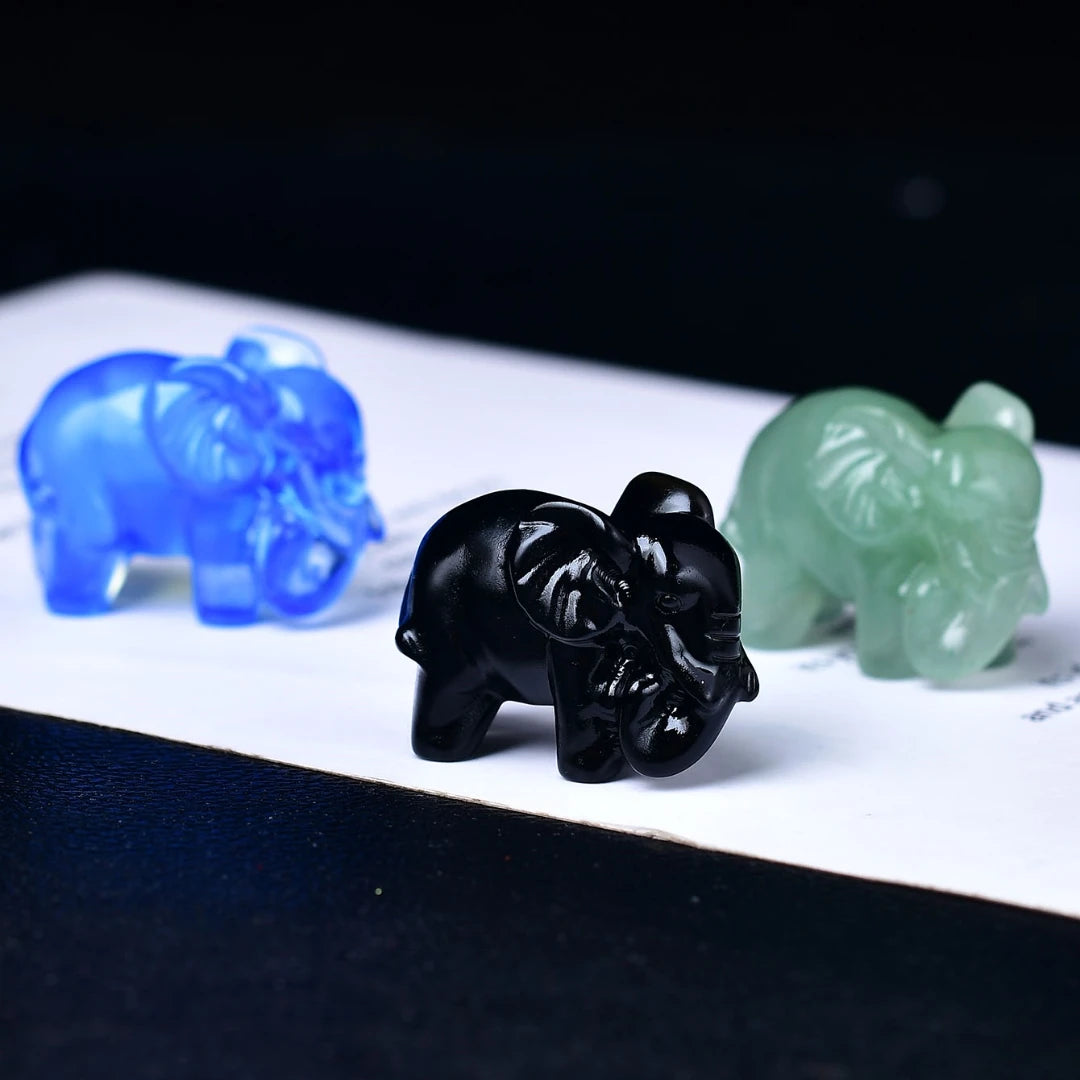 Crystal Carved Elephant - Floral Fawna