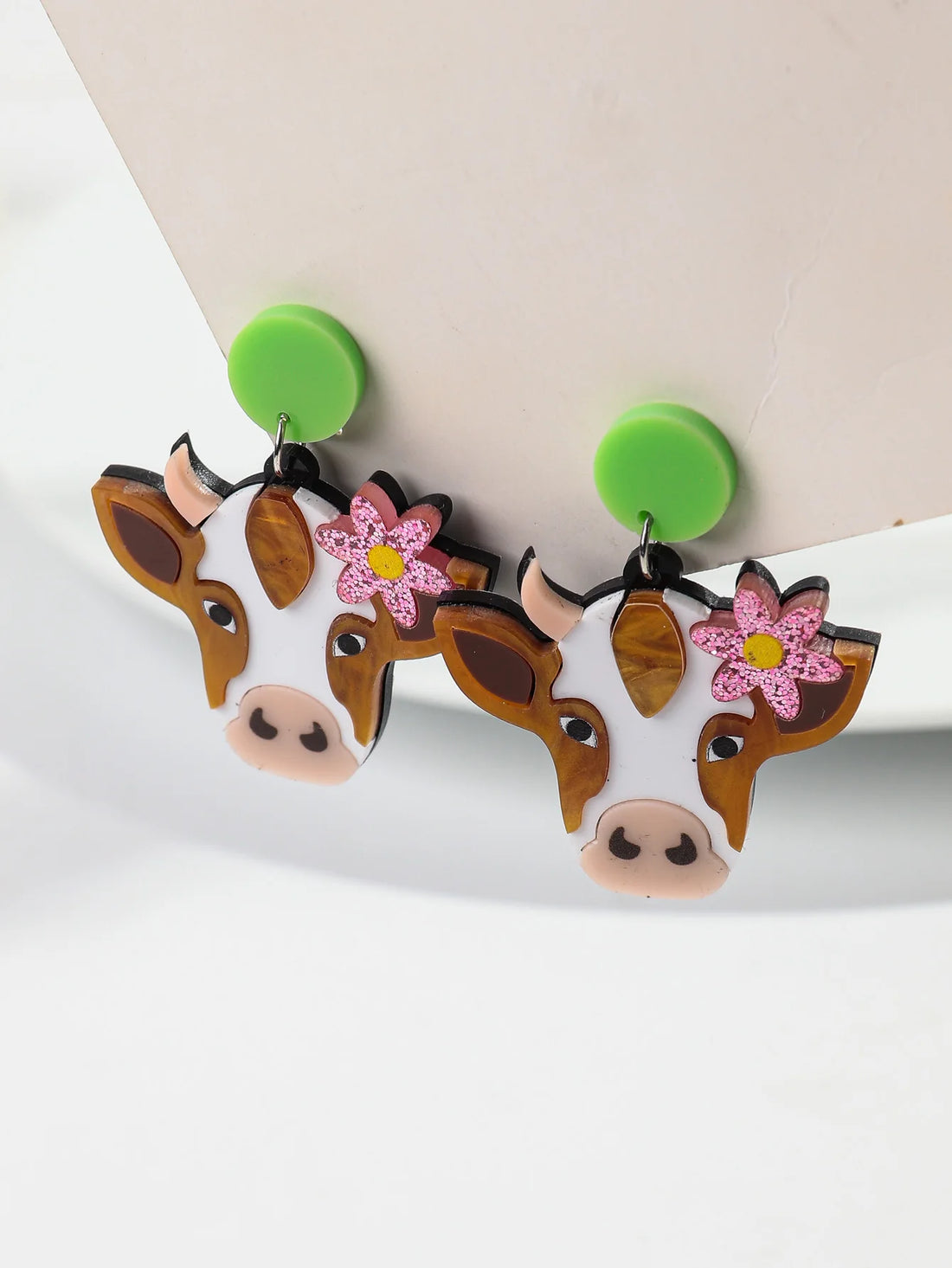 Acrylic Highland Cow Earrings - Floral Fawna
