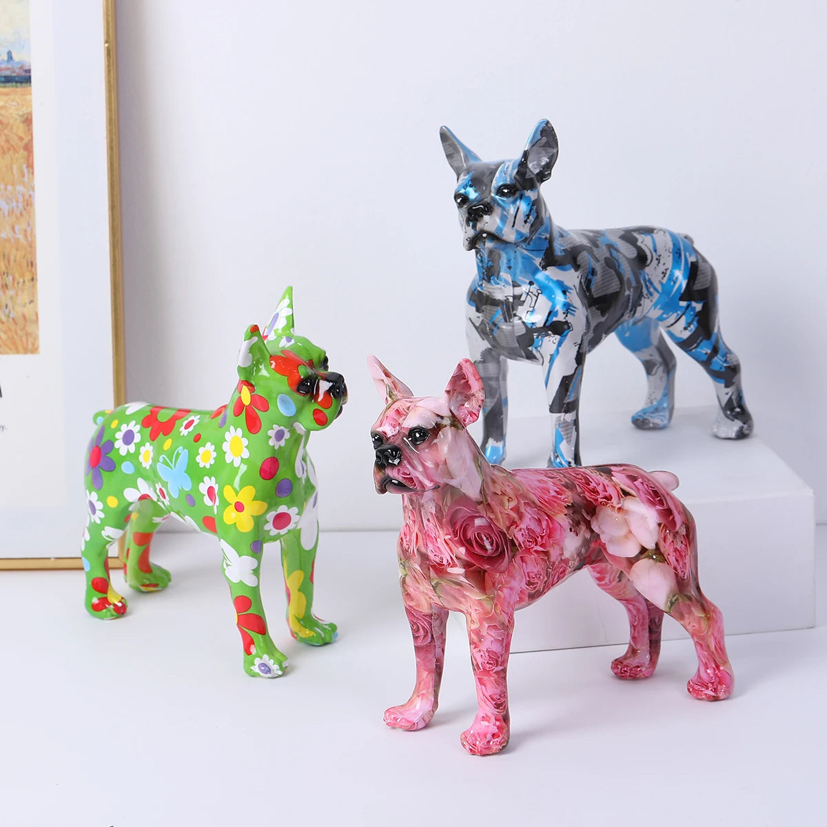 Abstract Boston Terrier Sculpture - Floral Fawna