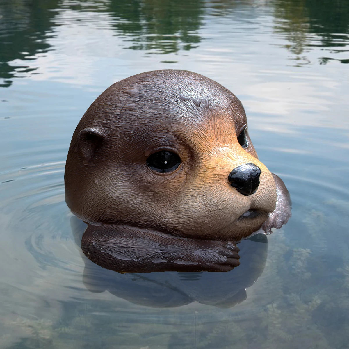 Floating Otter Pond Sculpture - Floral Fawna