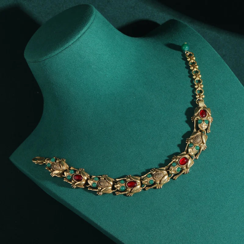 18K Gold Frog Plated Bracelet - Floral Fawna