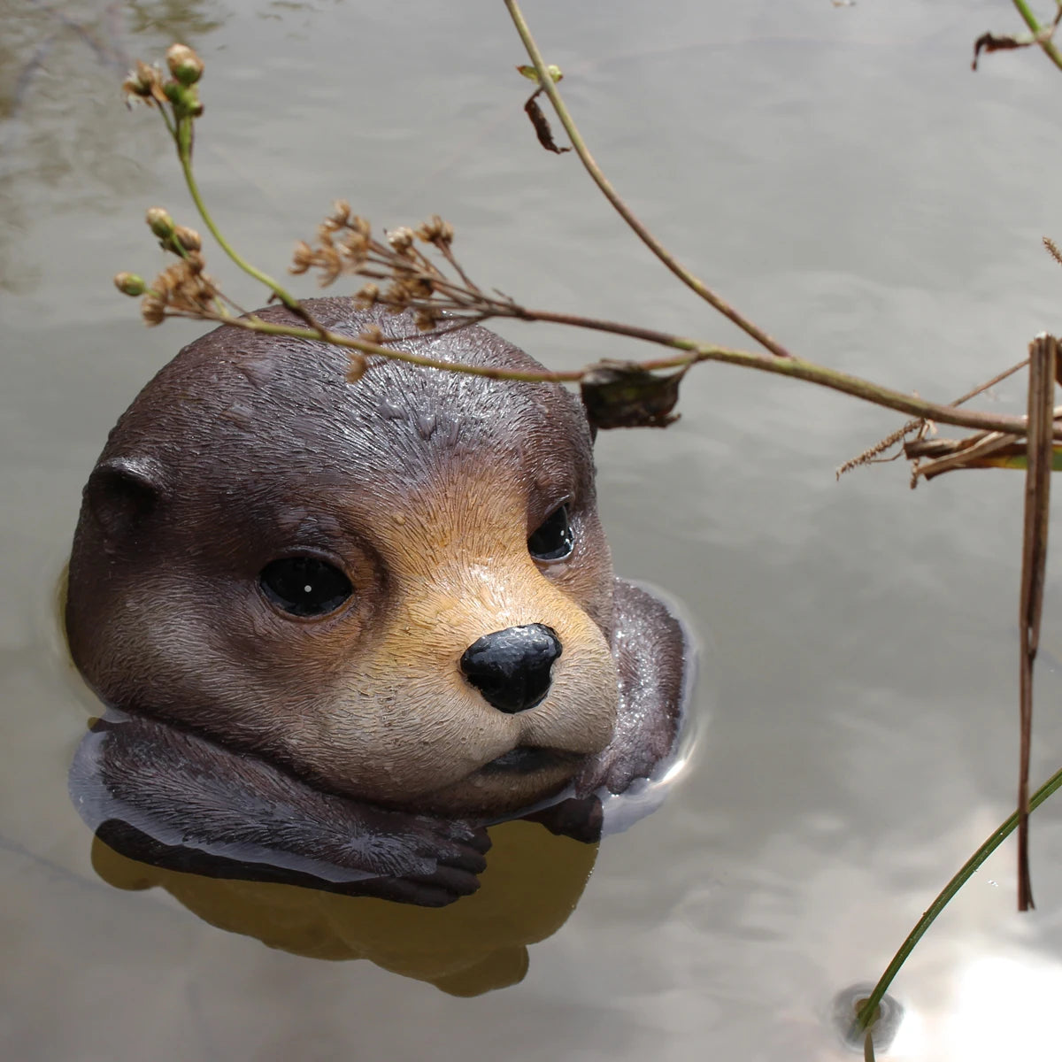 Floating Otter Pond Sculpture - Floral Fawna