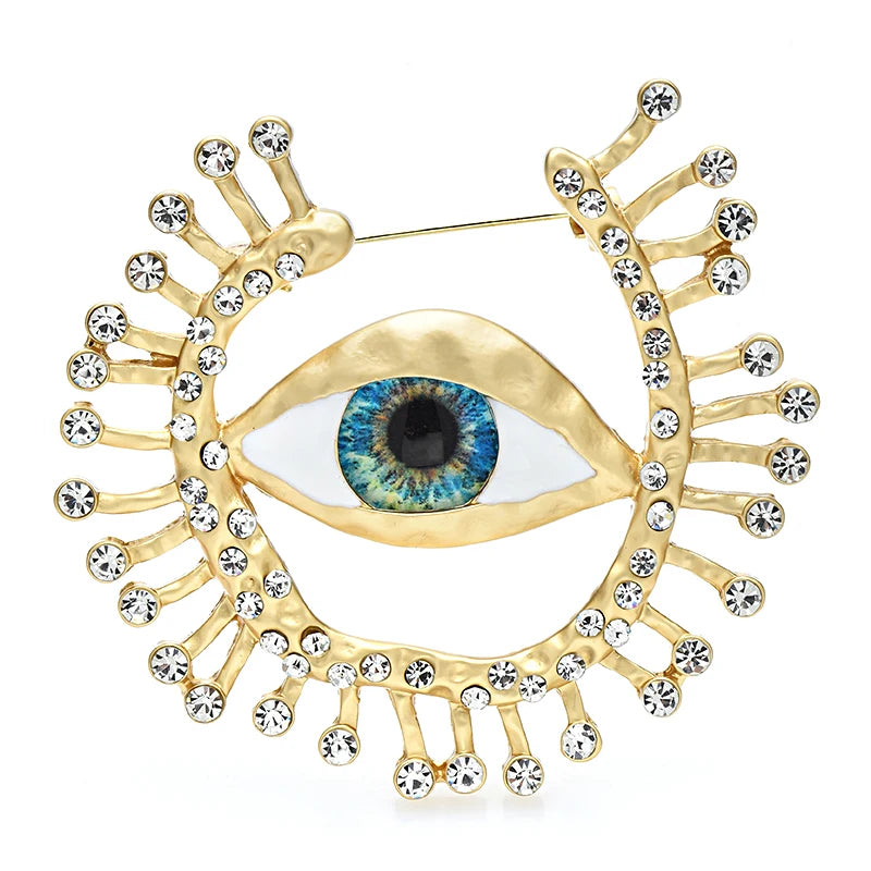 Rhinestone Eye Brooch - Floral Fawna