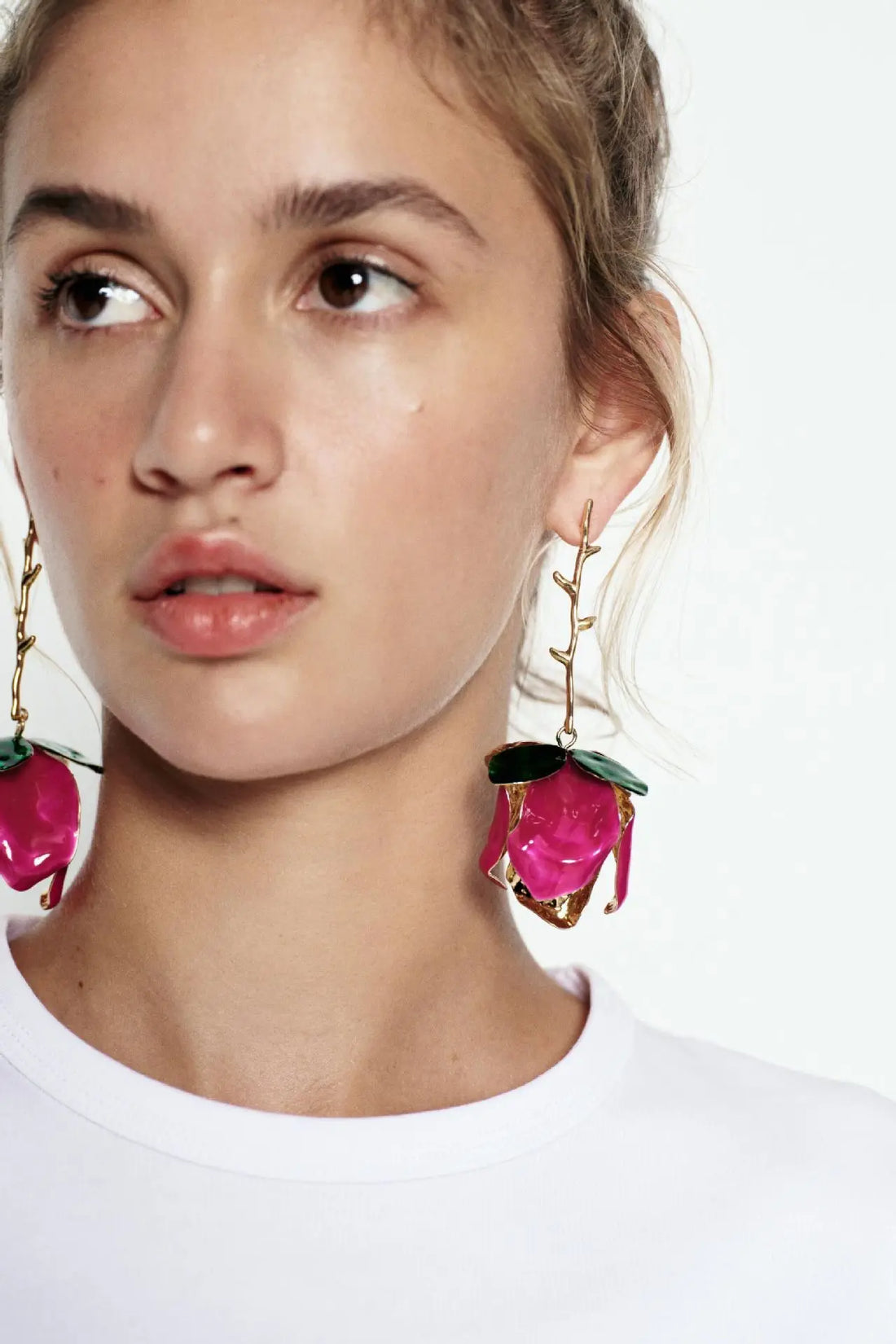 Rose Petal Dangle Earrings - Floral Fawna