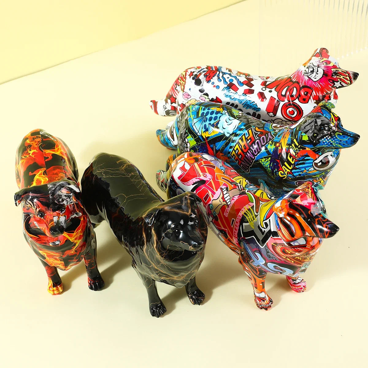 Abstract Border Collie Sculpture - Floral Fawna