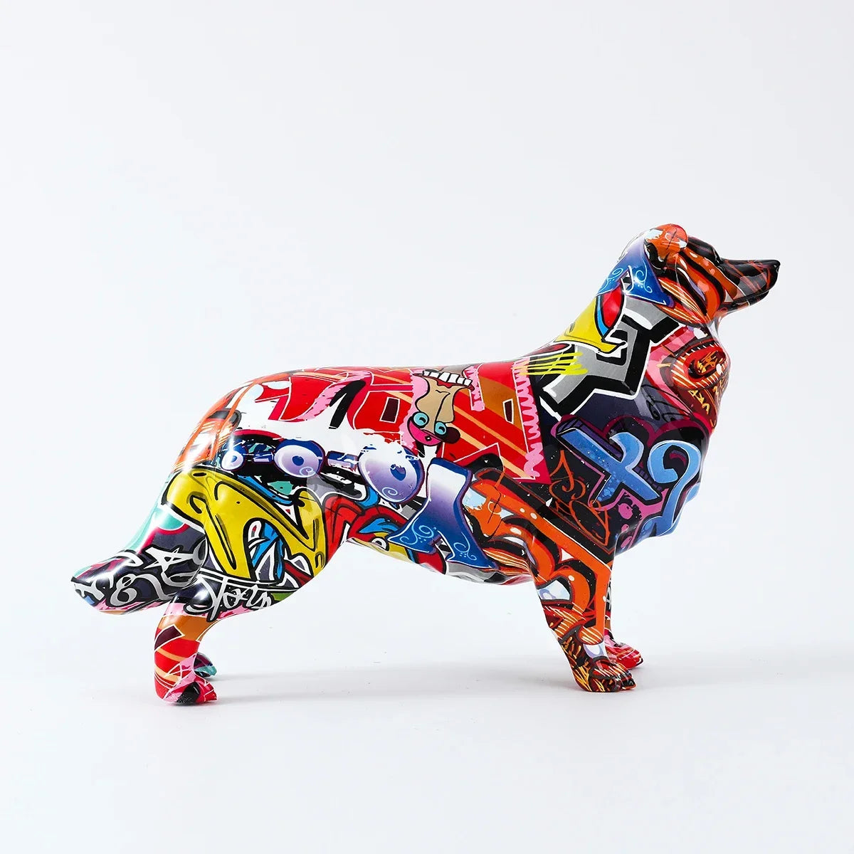Abstract Border Collie Sculpture - Floral Fawna