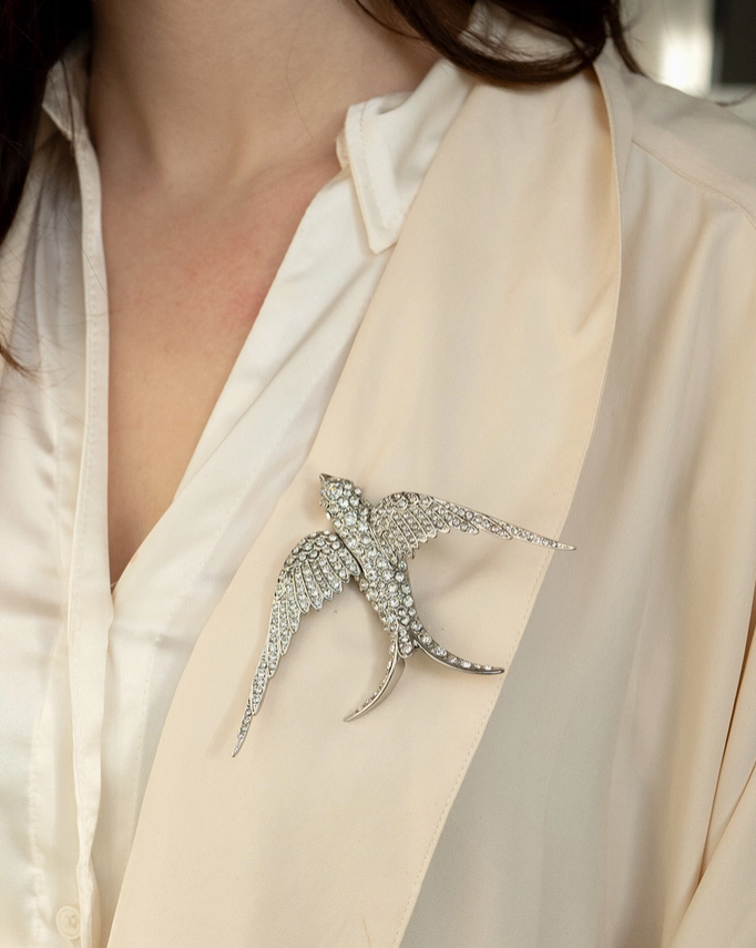 Pave Swallow Brooch