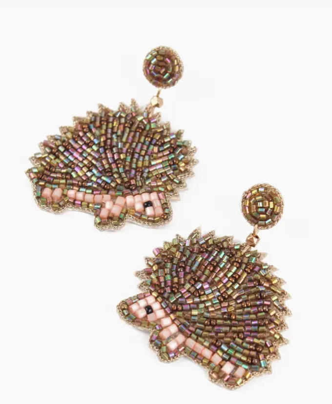 Beaded Hedgehog Earrings