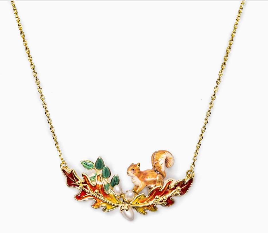 Squirrel & Acorn Necklace