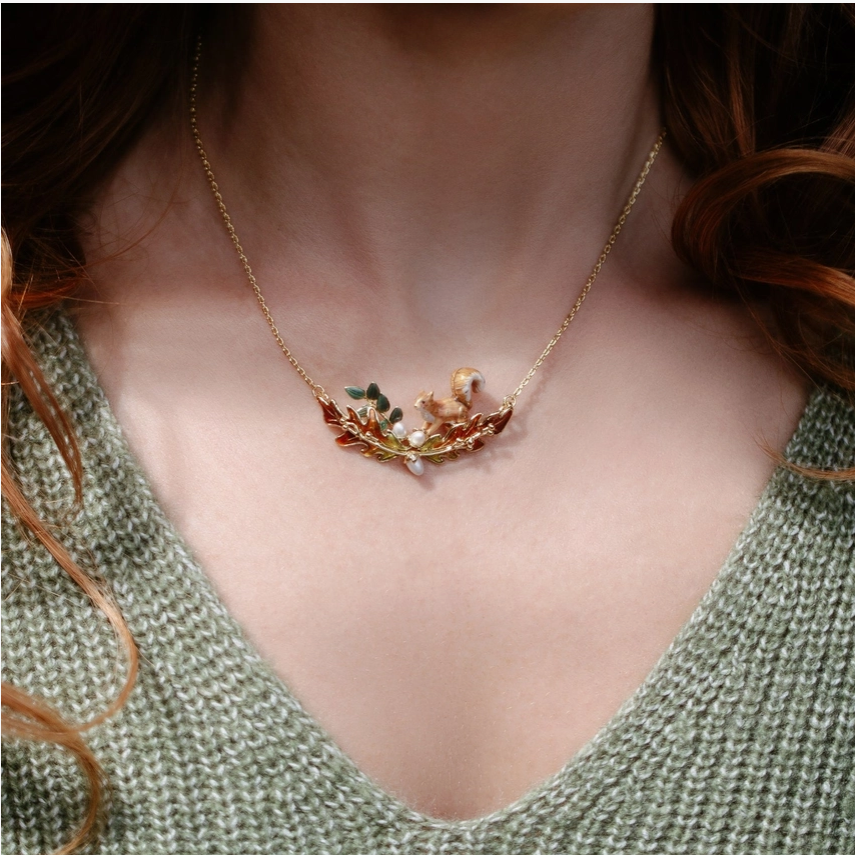 Squirrel & Acorn Necklace