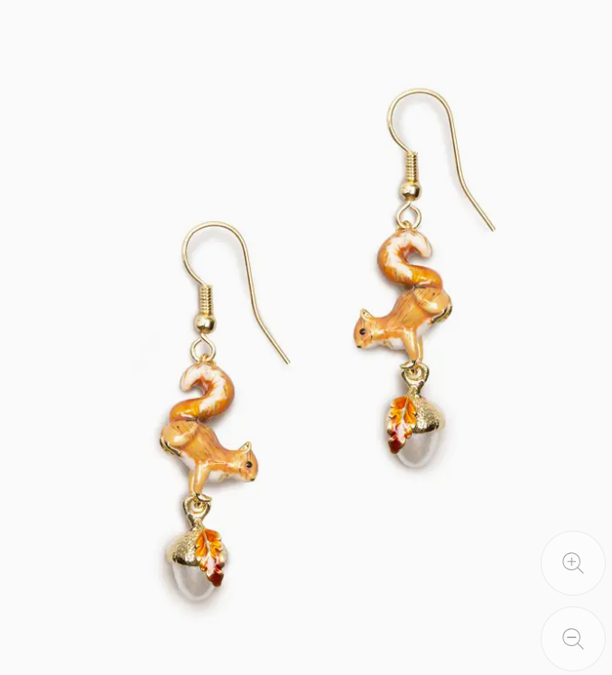 Squirrel & Acorn Drop Earrings