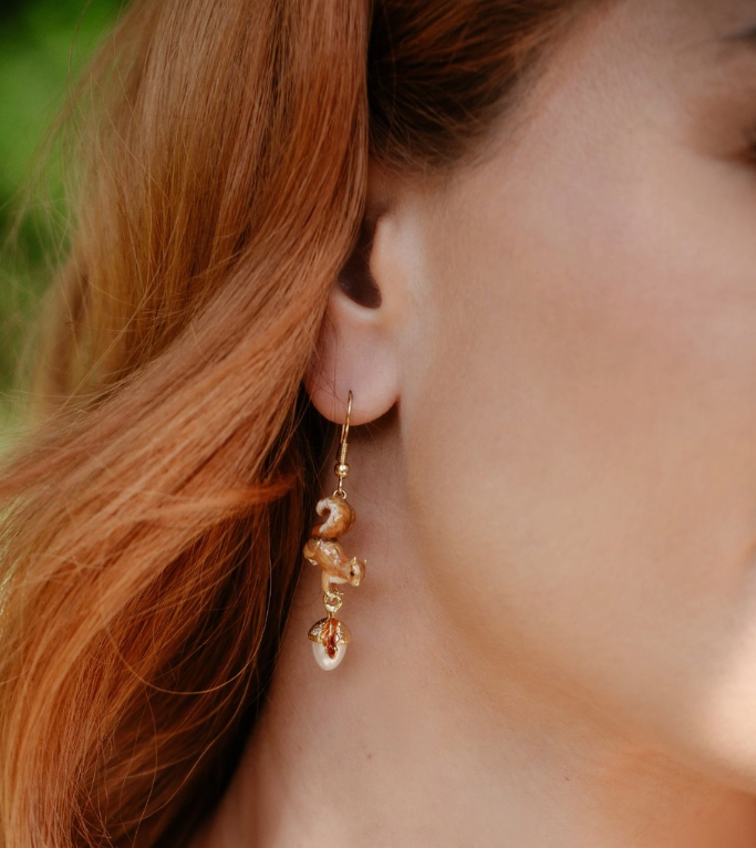 Squirrel & Acorn Drop Earrings