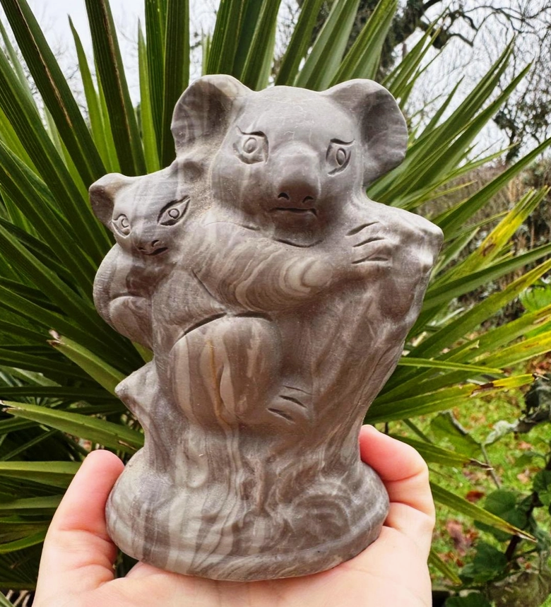 Koala & Baby Carved Crystal