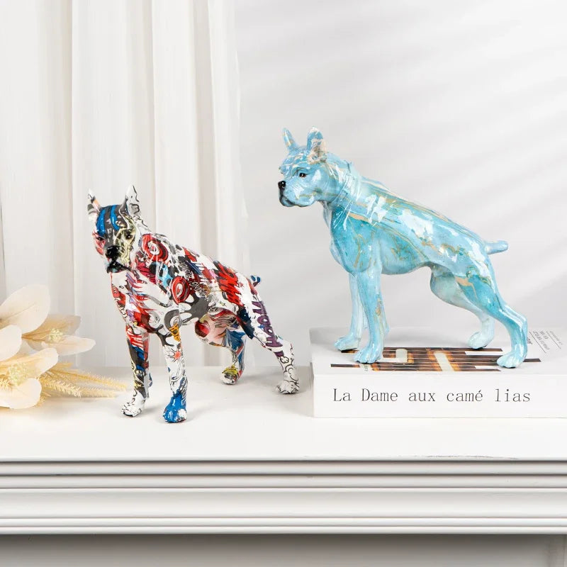 Abstract Boxer Sculpture - Floral Fawna