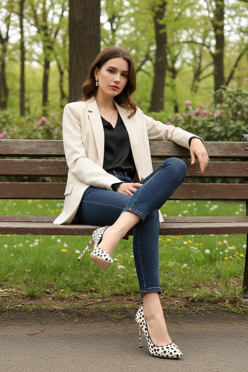 Dalmatian Flock High Heels