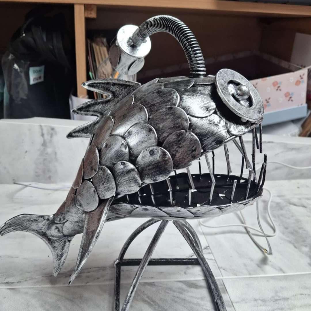 Iron Angler Fish Table Lamp - Floral Fawna