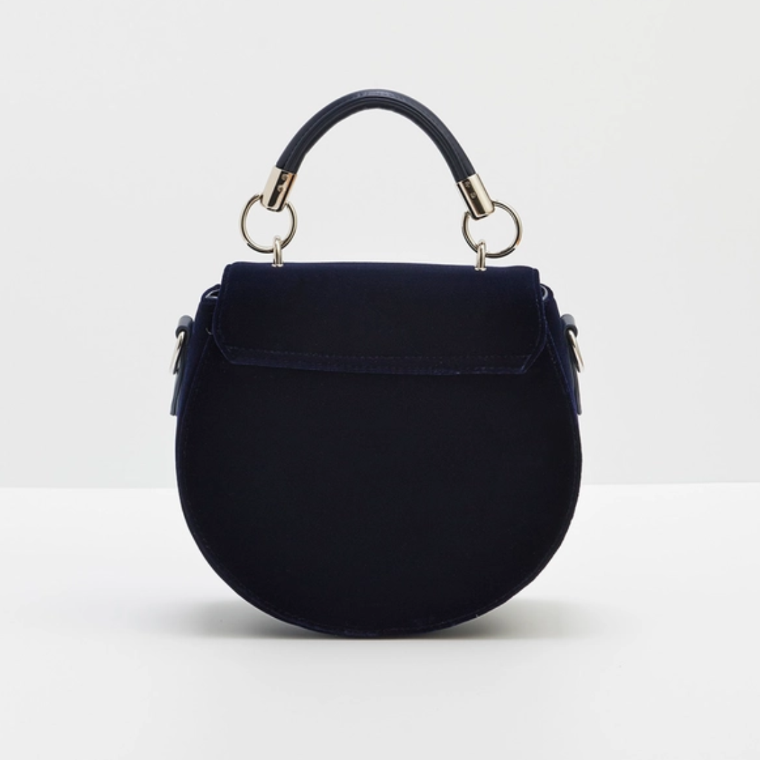 Velvet Navy Butterfly Embroidered Saddle Bag 🦋