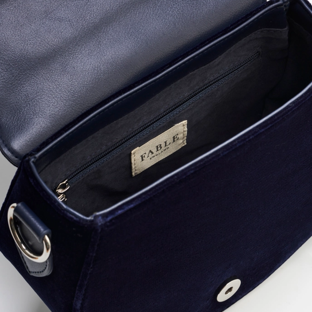 Velvet Navy Butterfly Embroidered Saddle Bag 🦋