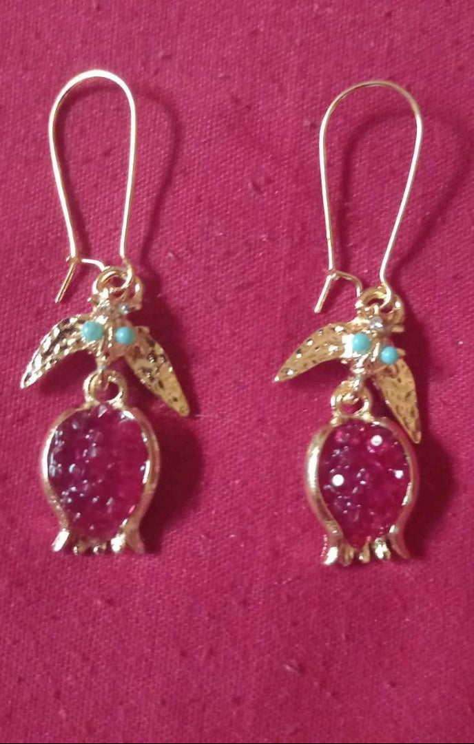 Gold Pomegranate Earrings - Floral Fawna