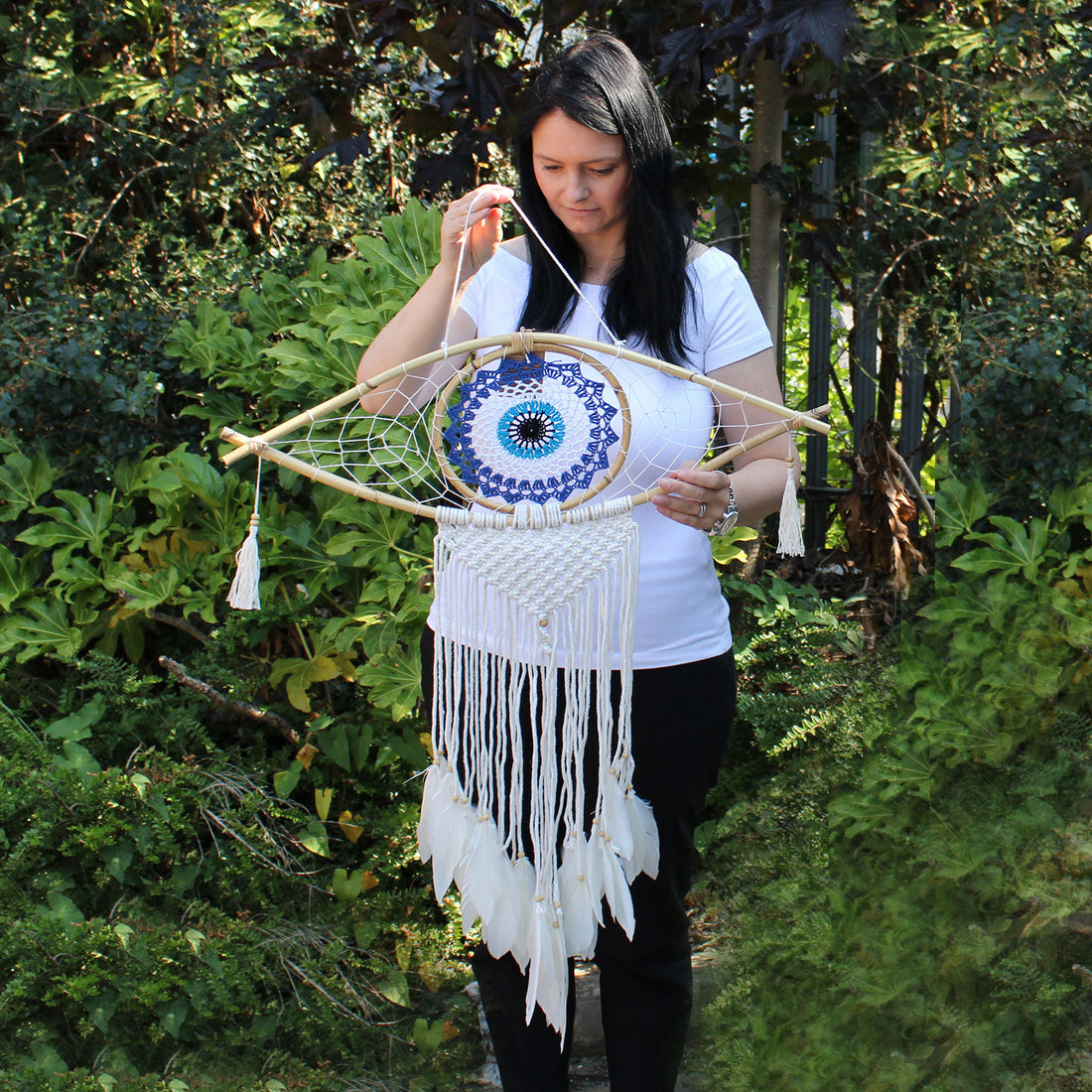 Evil Eye Feather Dream Catcher - Floral Fawna