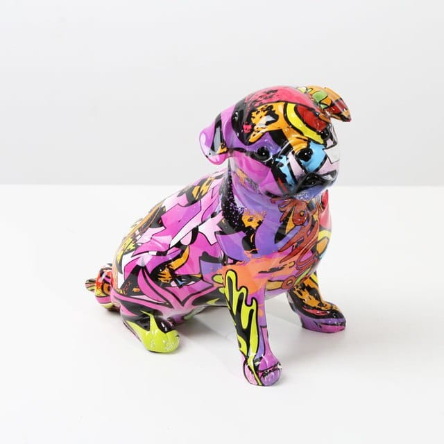 Abstract Pug Sculpture - Floral Fawna