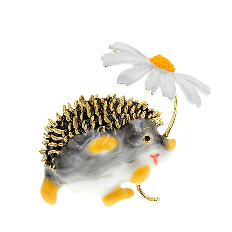Hedgehog & Daisy Brooch - Floral Fawna