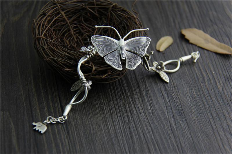 Vintage Style Butterfly Thai Silver Bracelet - Floral Fawna