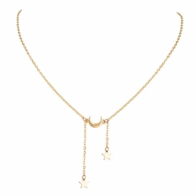 Celestial Moon & Stars Necklace - Floral Fawna