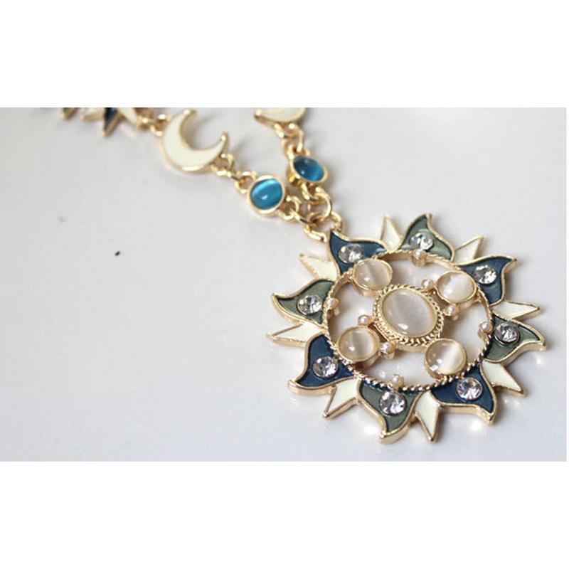 Celestial Sun & Moon Crystal Necklace - Floral Fawna