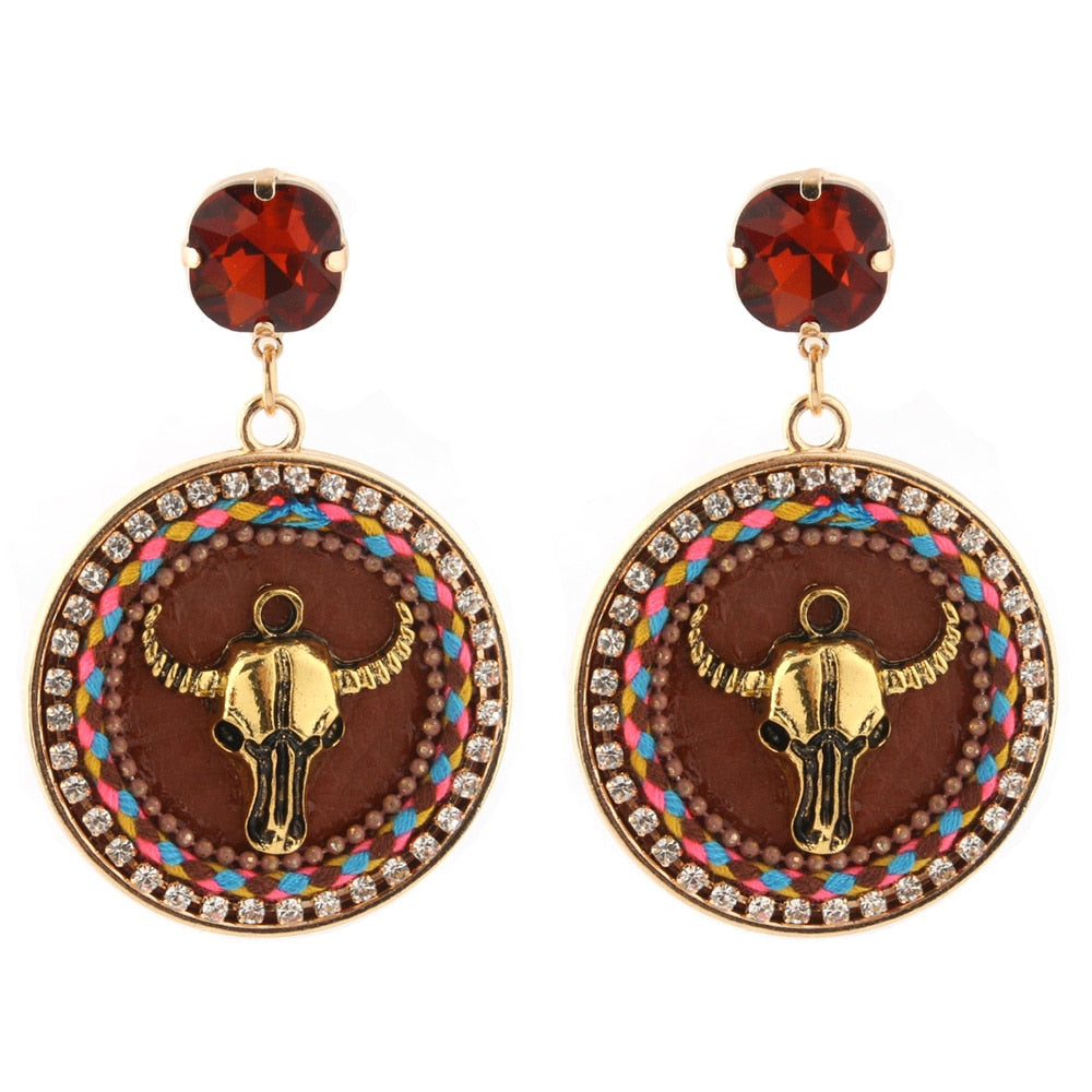 Circular Bull Earrings - Floral Fawna