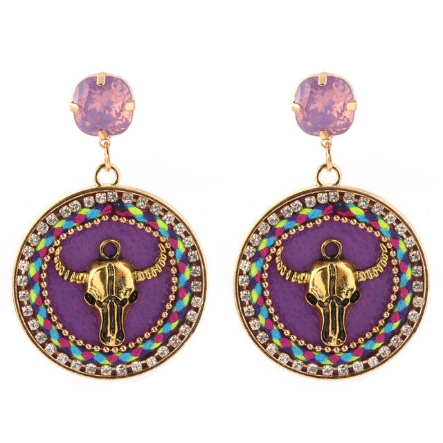 Circular Bull Earrings - Floral Fawna