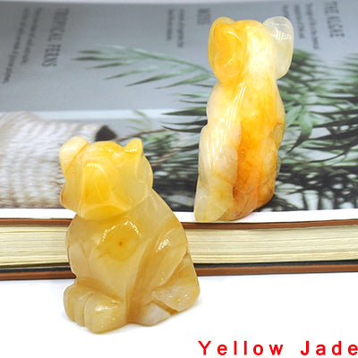 Carved Dog Crystal - Floral Fawna