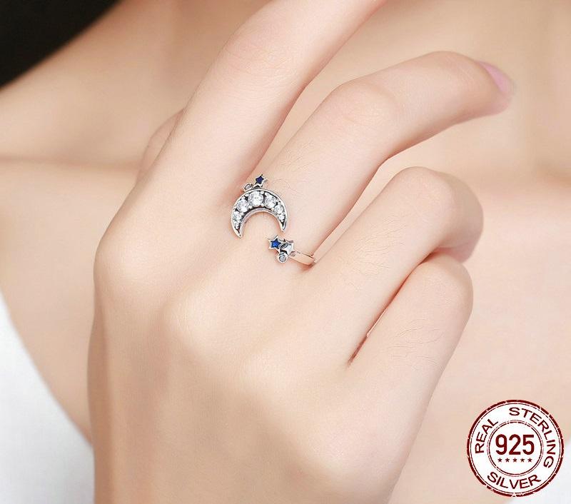 Celestial Moon & Stars Sterling Silver Ring - Floral Fawna