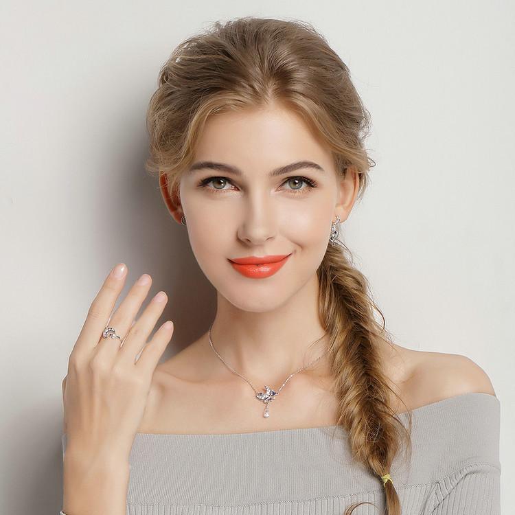 Celestial Moon & Stars Sterling Silver Ring - Floral Fawna