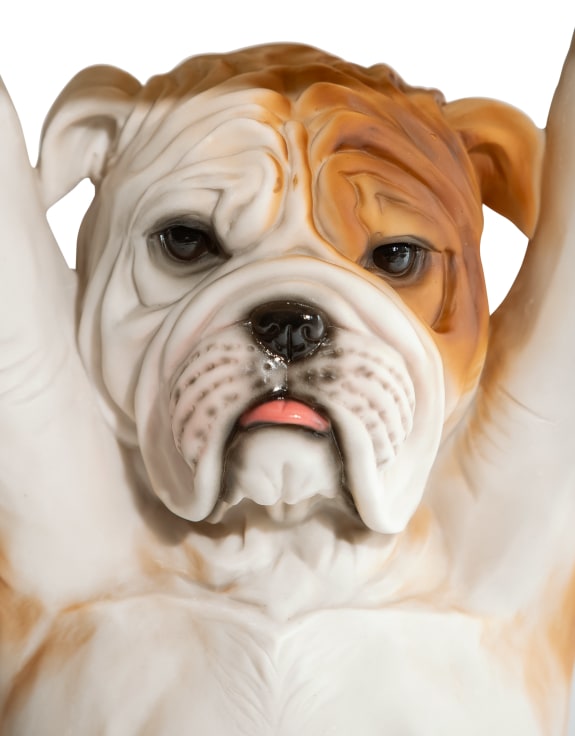 Bulldog &amp; Tree Trunk Side Table - Floral Fawna