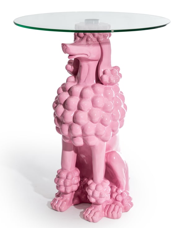 Pink Poodle Glass Coffee Table - Floral Fawna