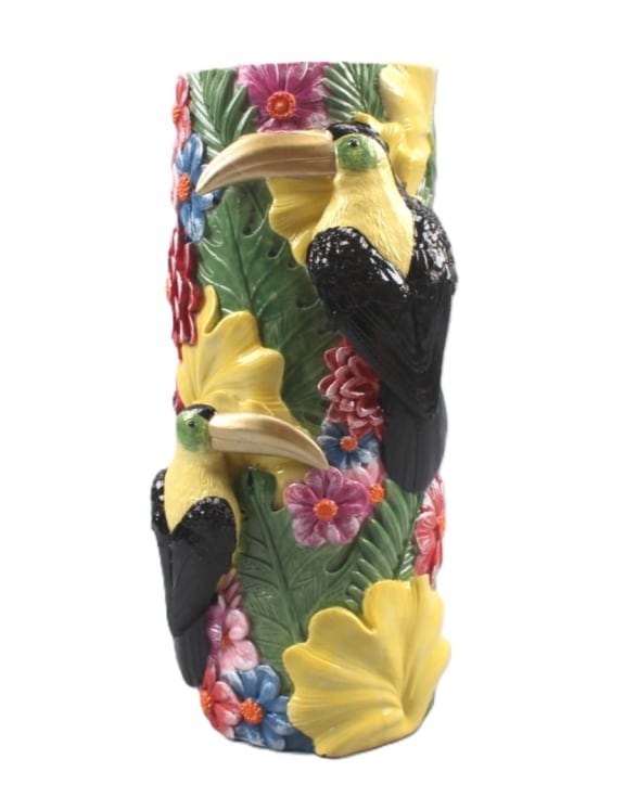 Floral Toucan Vase
