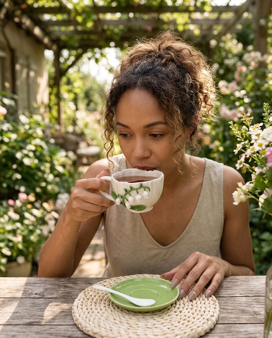 Ceramic Lily of The Valley Mug &amp; Saucer
