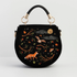 Fox & Owl Embroidered Black Top Handle Saddle Bag - Floral Fawna