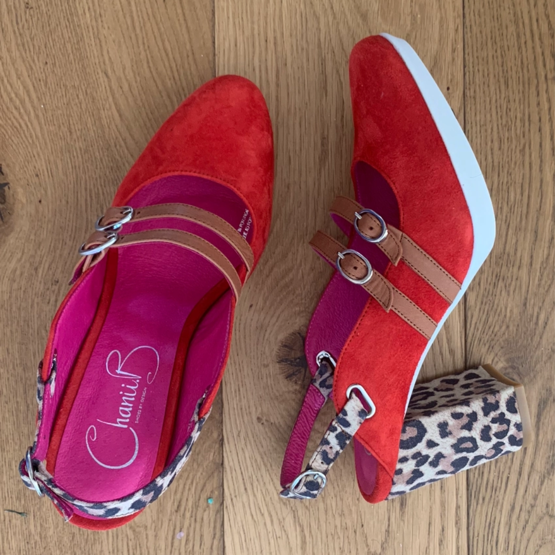 Contrast Leopard Slingback Heels - Floral Fawna