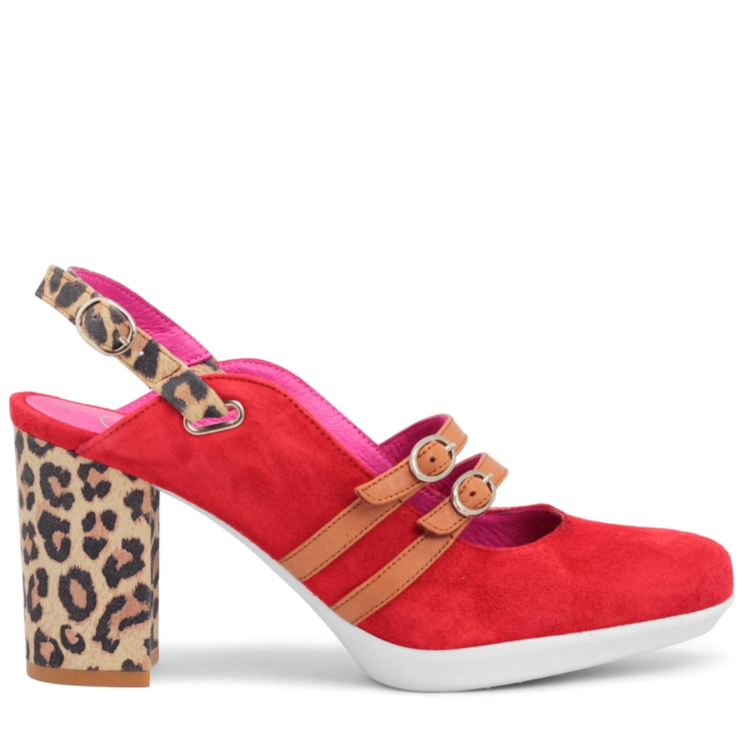 Contrast Leopard Slingback Heels - Floral Fawna