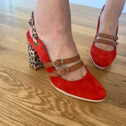 Contrast Leopard Slingback Heels - Floral Fawna