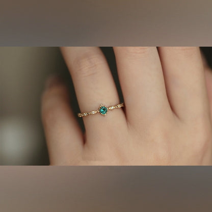 Sterling Silver Emerald Ring - Floral Fawna