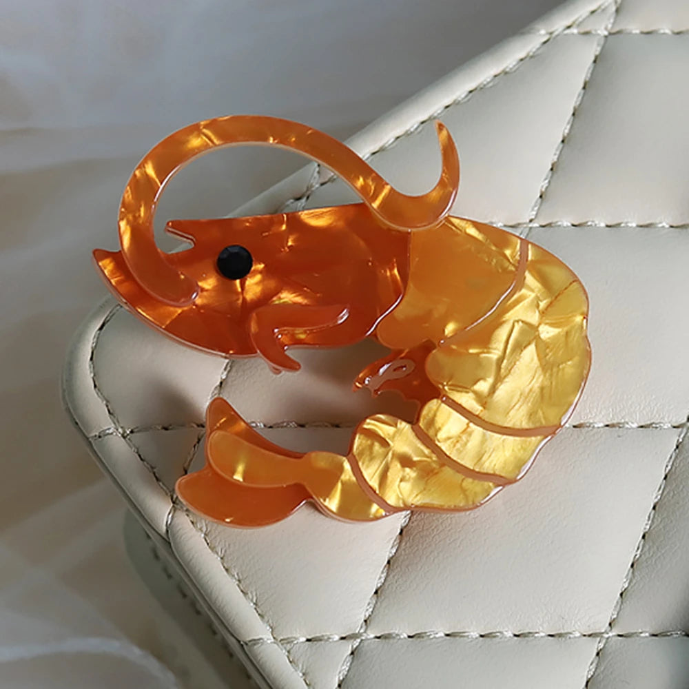 Acrylic Shrimp Brooch - Floral Fawna