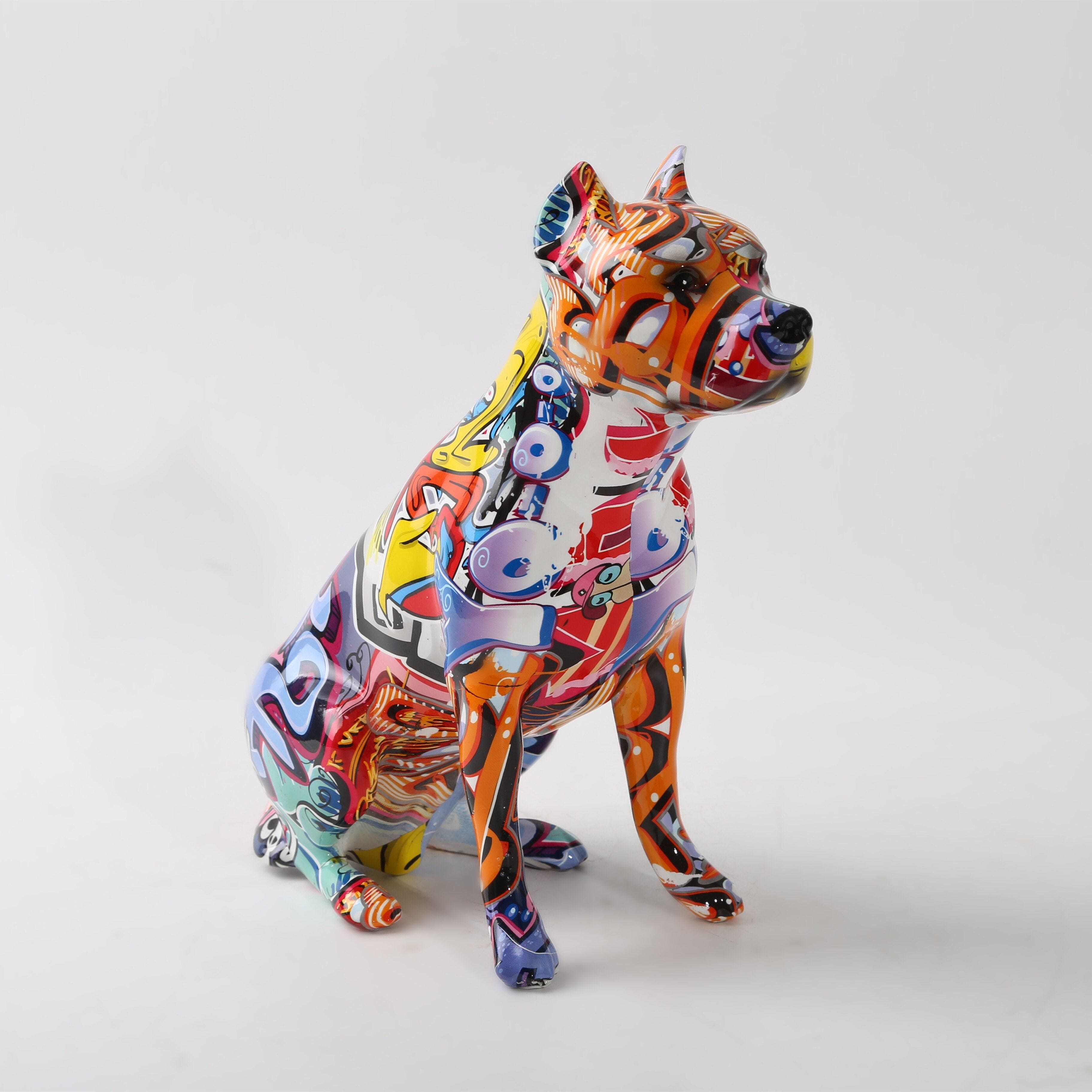 Abstract Staffordshire Bull Terrier Sculpture - Floral Fawna