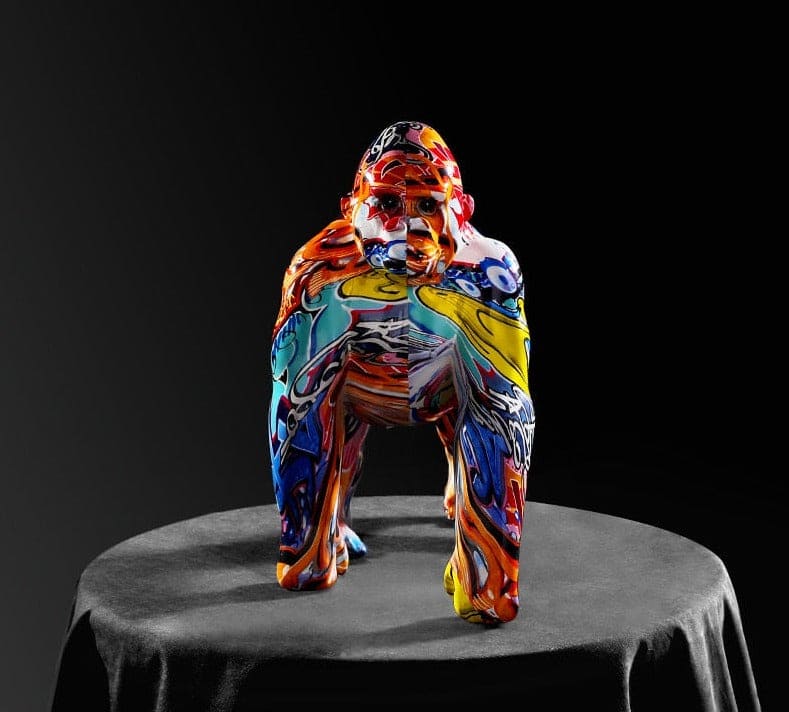 Abstract Gorilla Sculpture - Floral Fawna