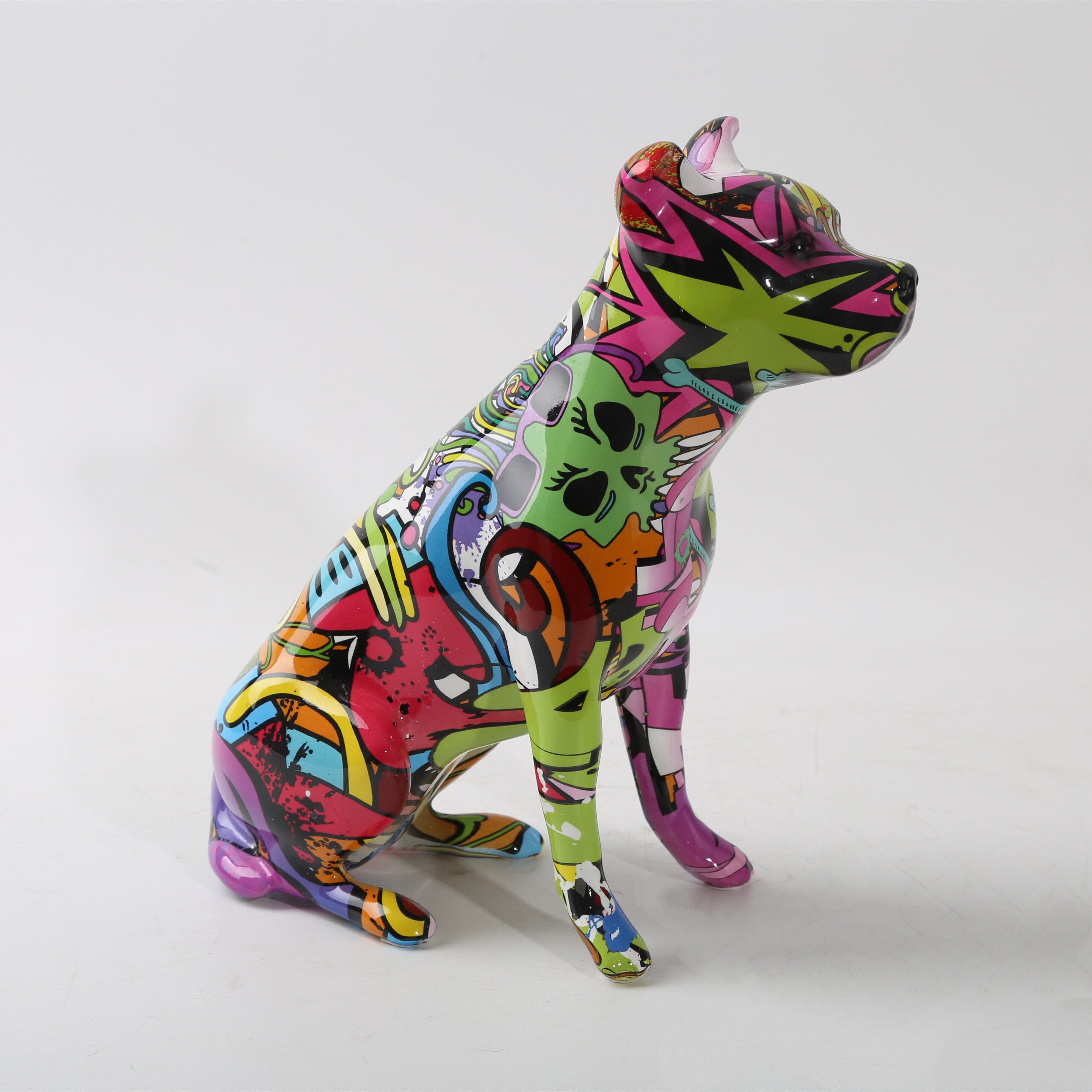 Abstract Staffordshire Bull Terrier Sculpture - Floral Fawna