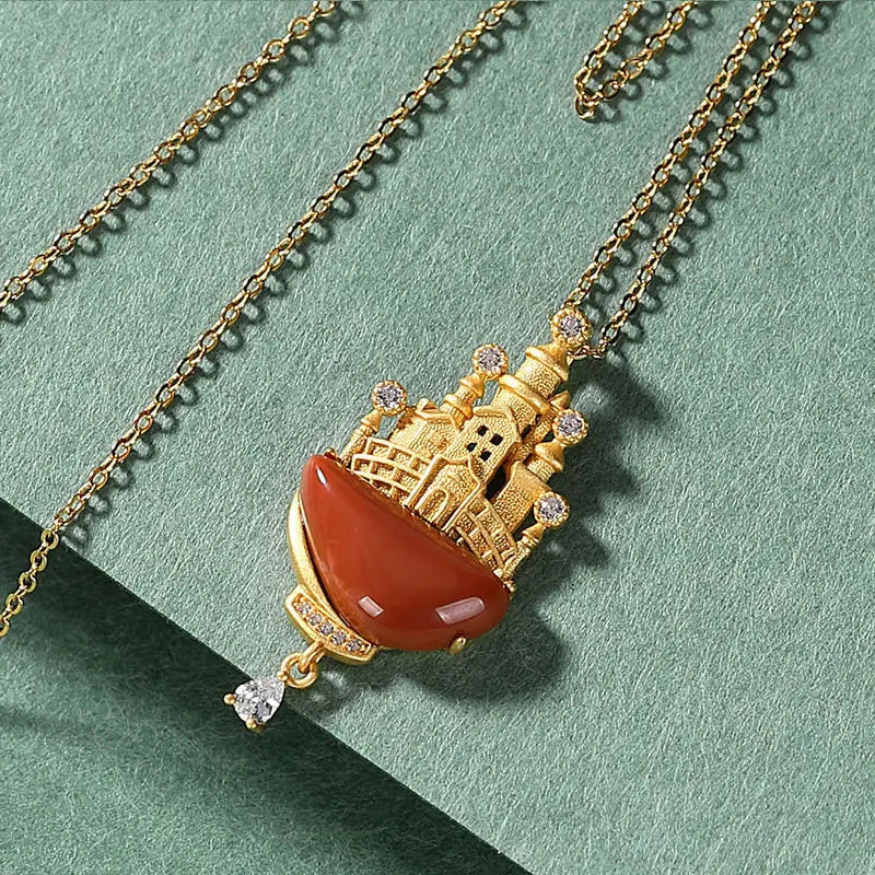 Red Jasper Castle Necklace - Floral Fawna