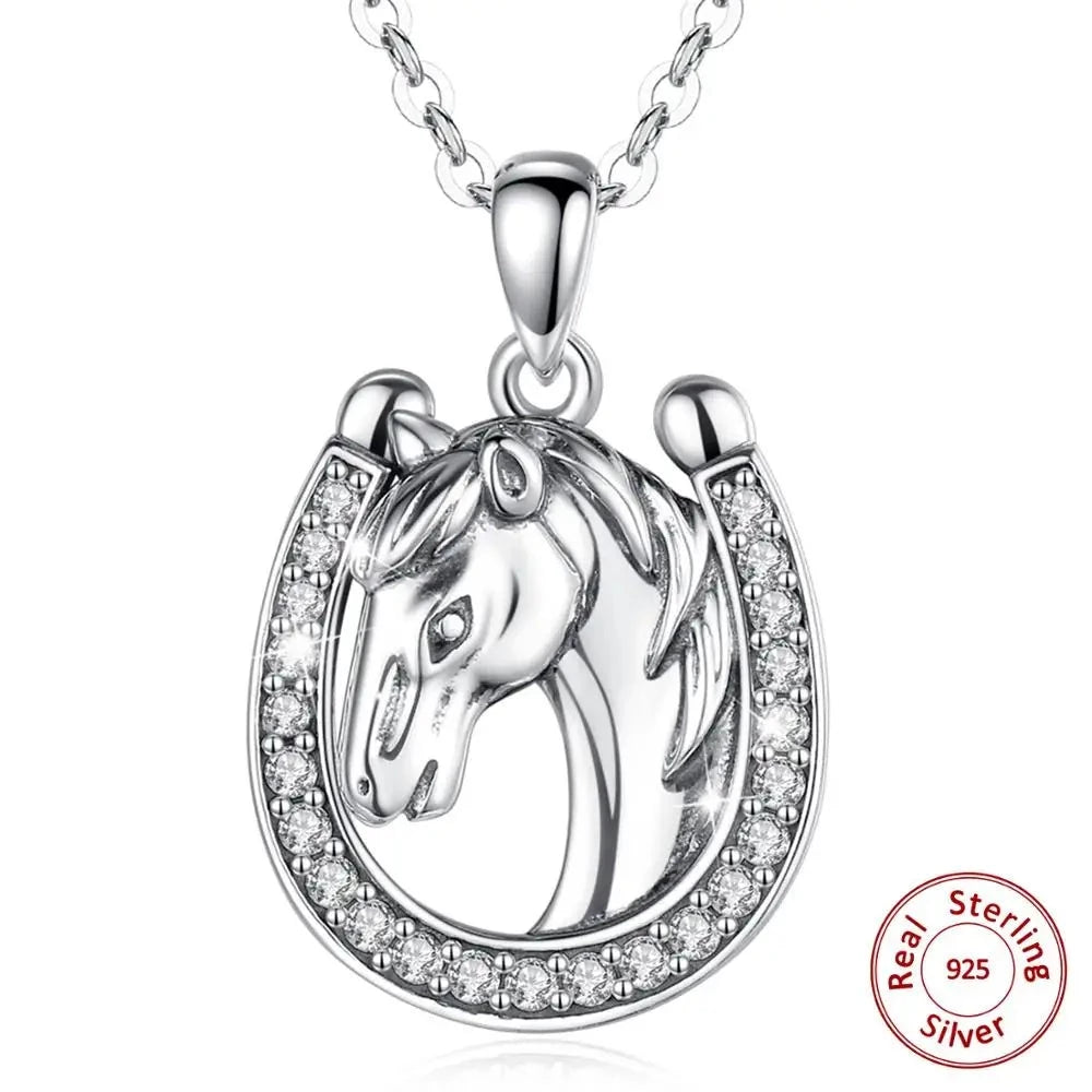 Sterling Silver Horse Necklace - Floral Fawna