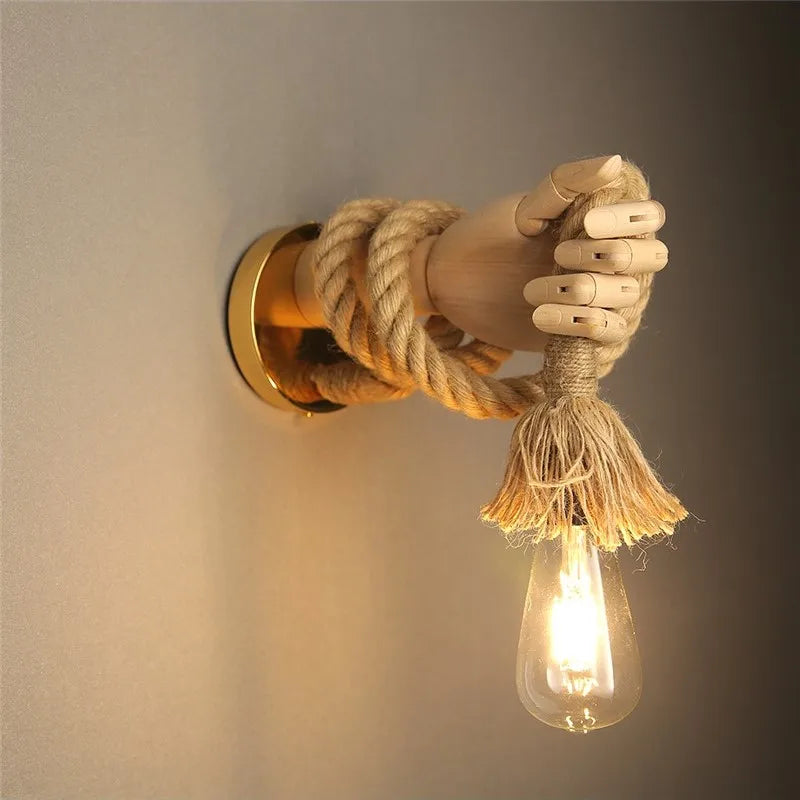 Hand &amp; Rope Wall Lamp - Floral Fawna